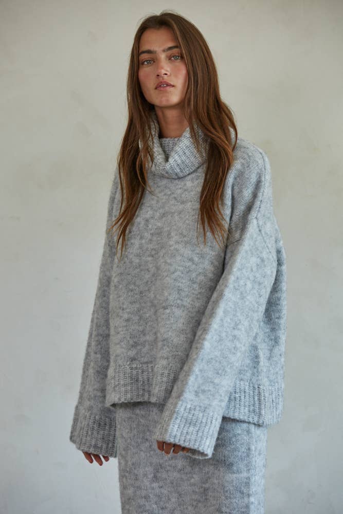 Grey Knit Sweater Turtle Neck