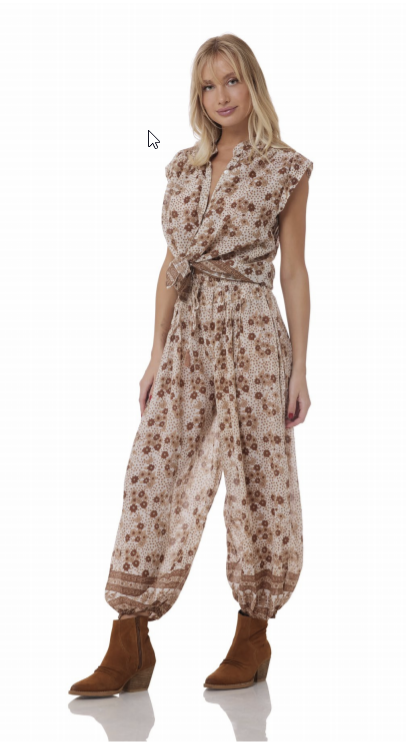 Anna Printed Harem Pants Camel