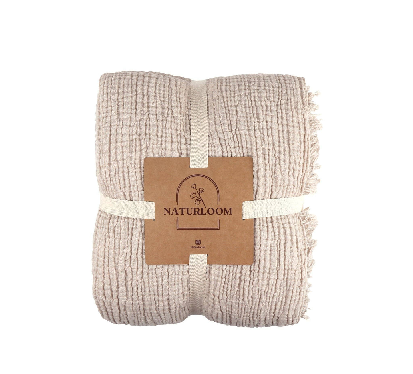 Organic Muslin Cotton Throw: Beige