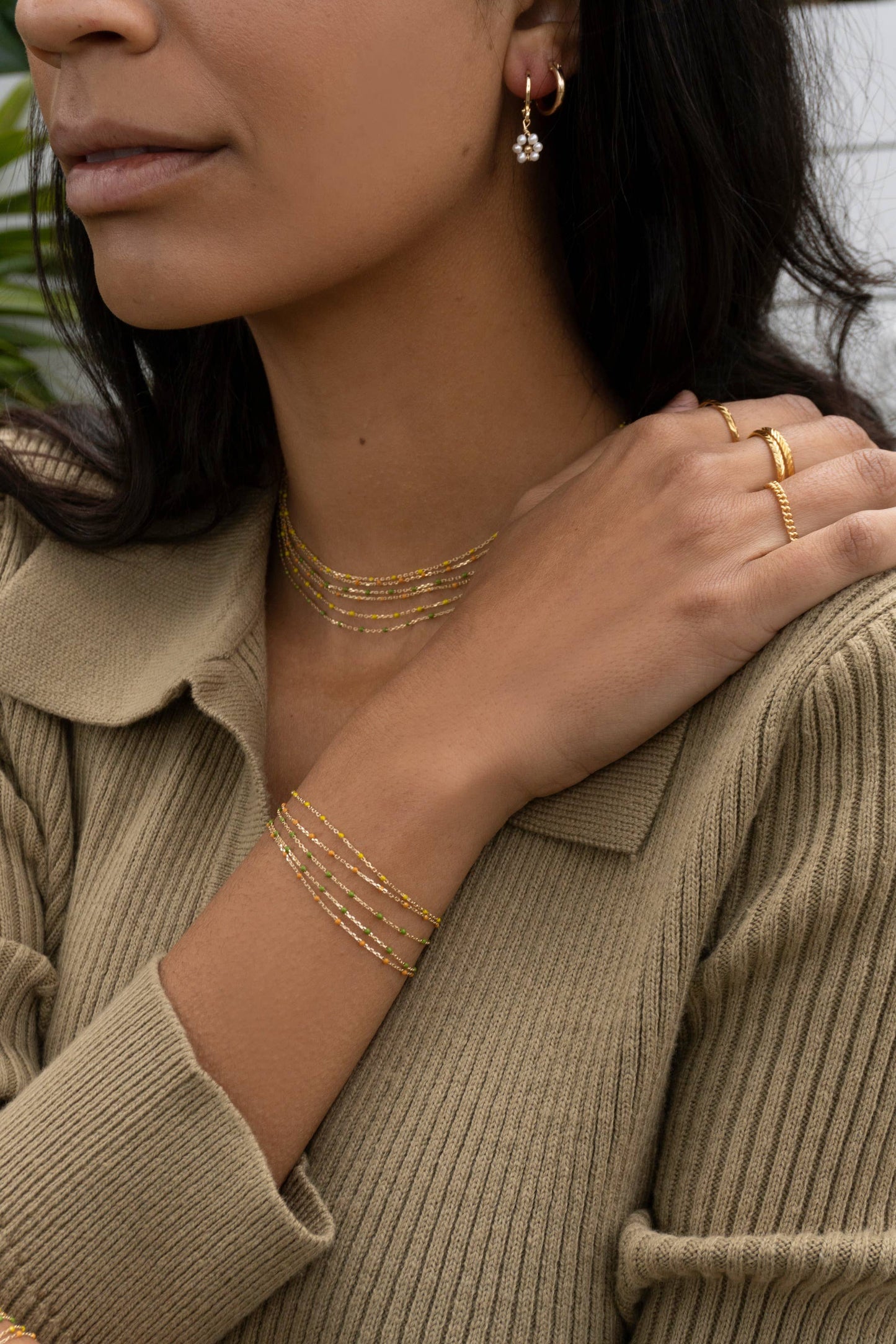 Dainty Green & Gold Bracelet