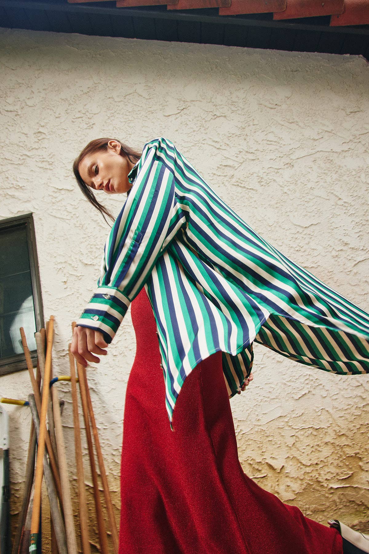 Satin Stripe Button Down