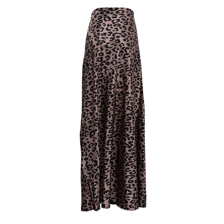 Leopard Print Satin Skirt