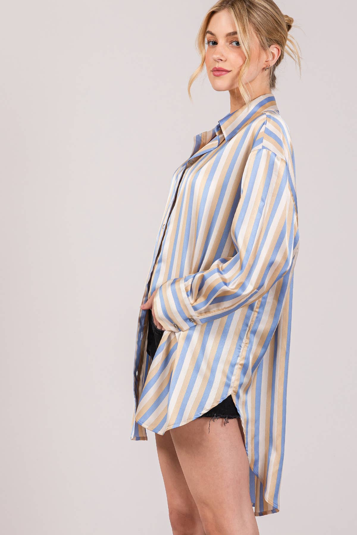 Satin Stripe Button Down