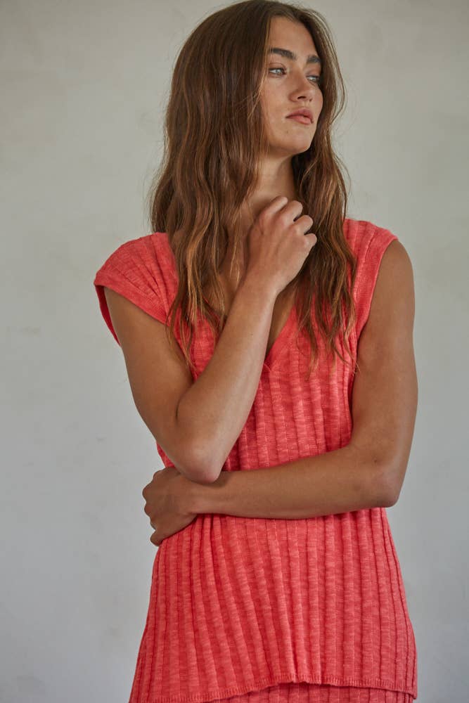 Isla Vest Top: Deep Coral