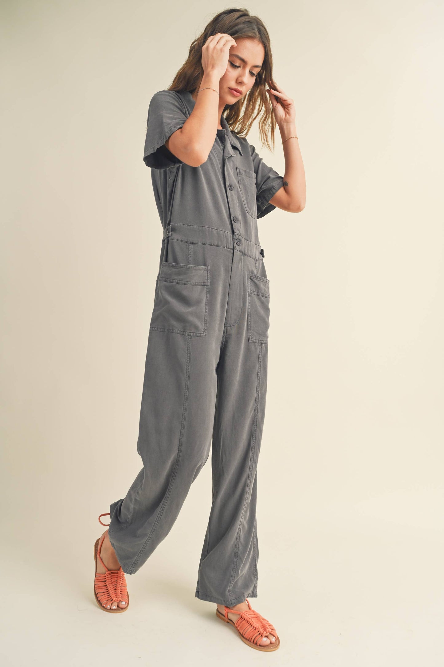 Linen washed jumpsuit