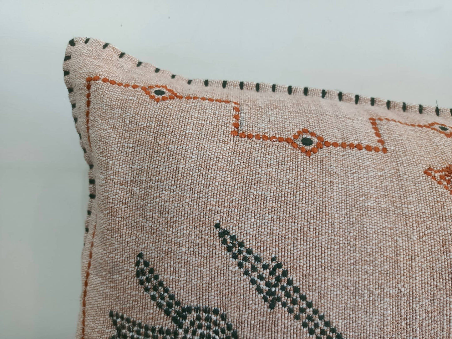 Boho embroidered lumbar pillow cover