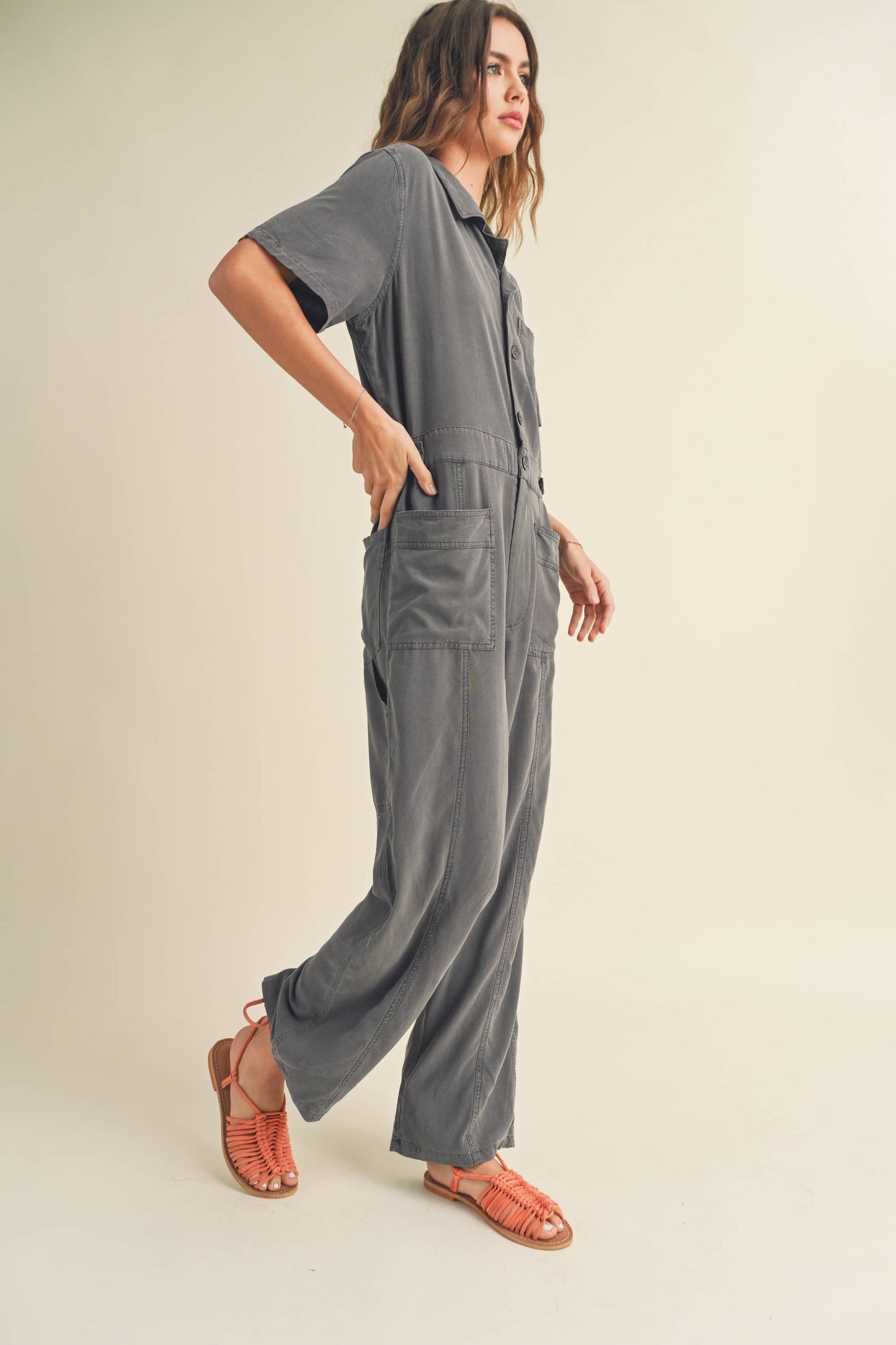 Linen washed jumpsuit