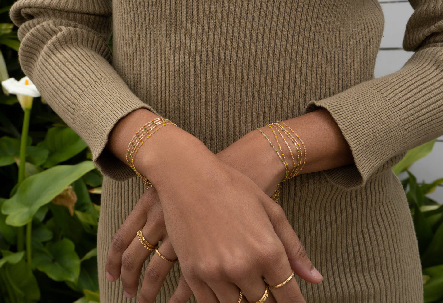 Dainty Green & Gold Bracelet