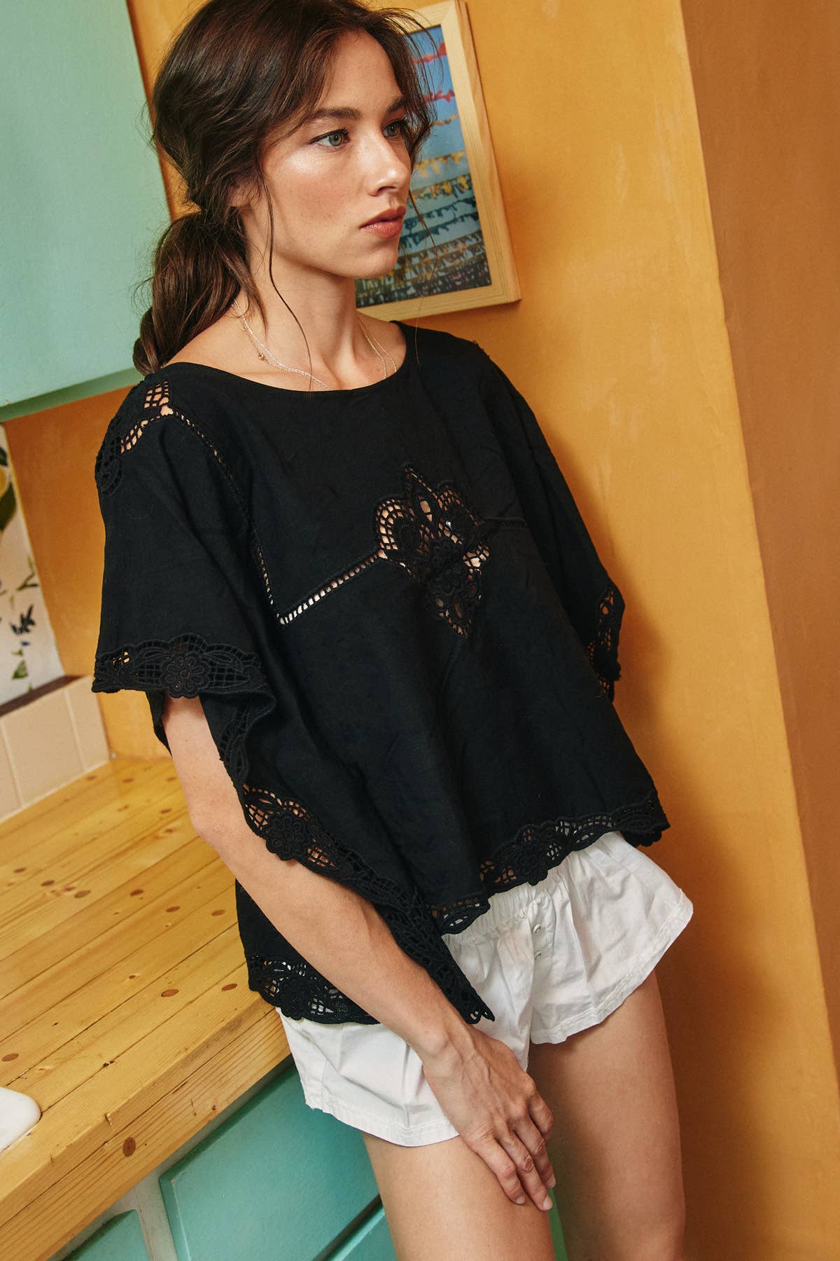 Embroidered Openwork Blouse