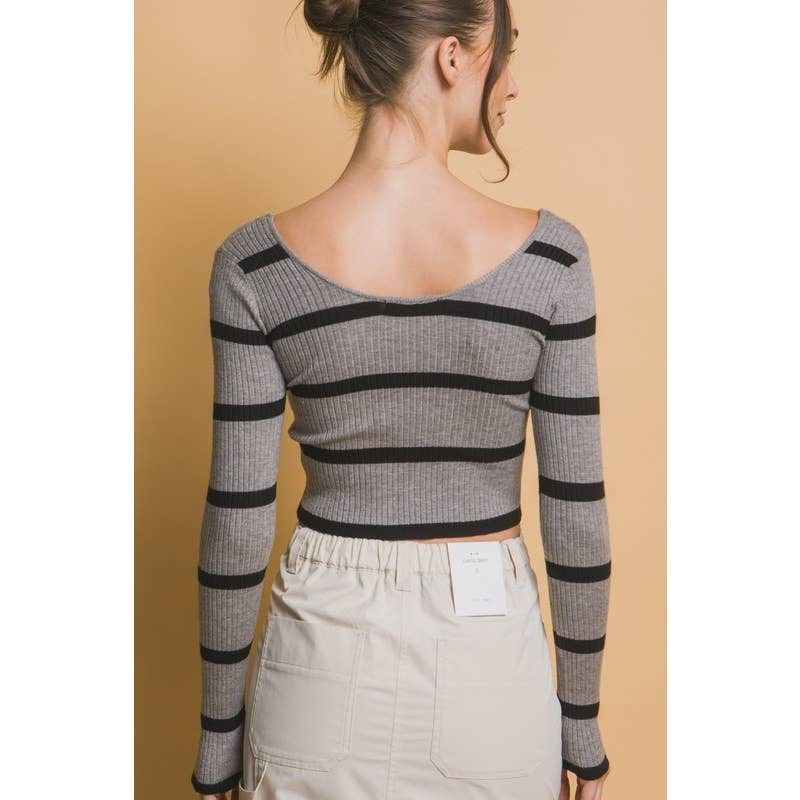 Cropped Stripped Long Sleeve