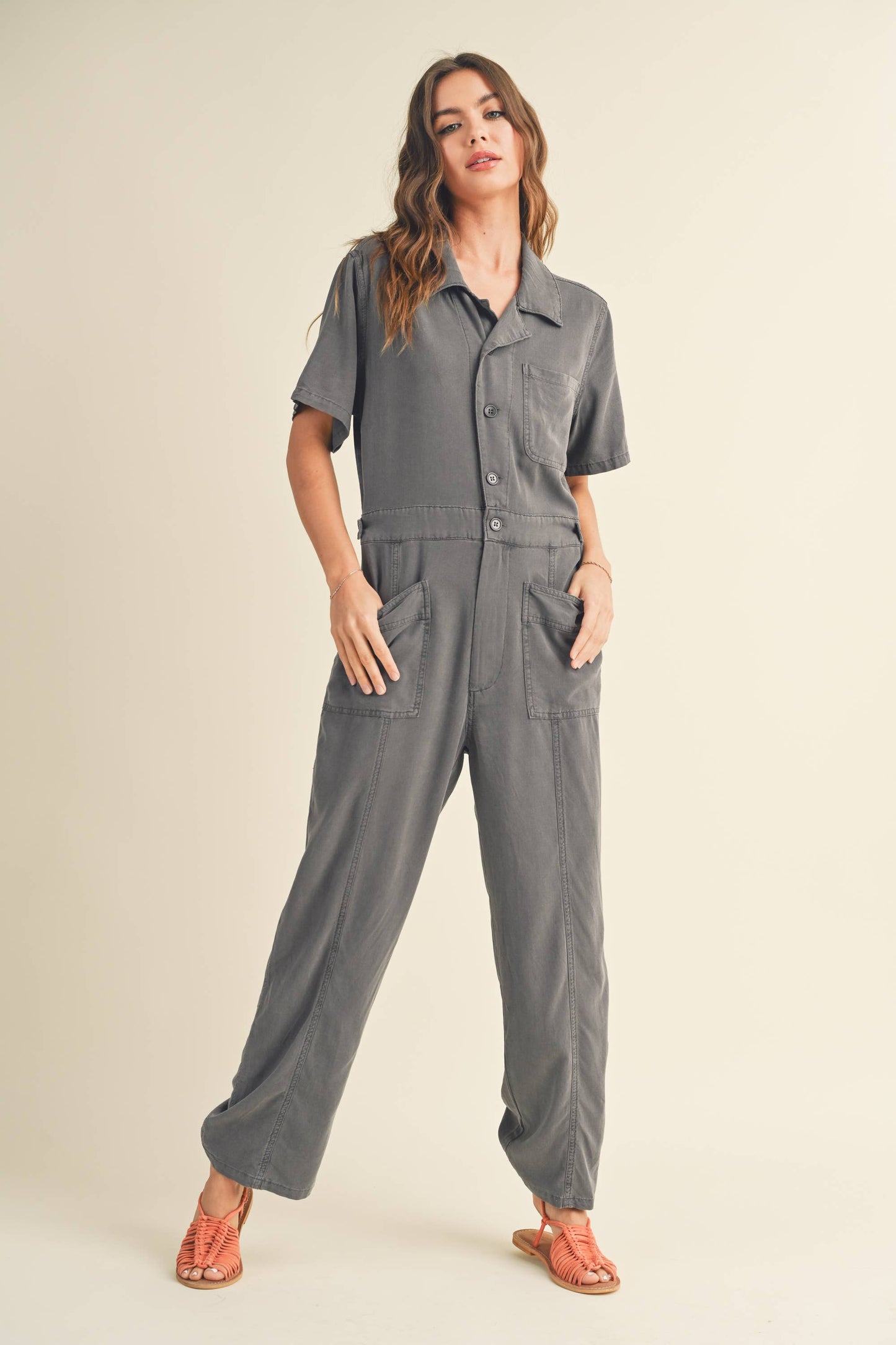 Linen washed jumpsuit