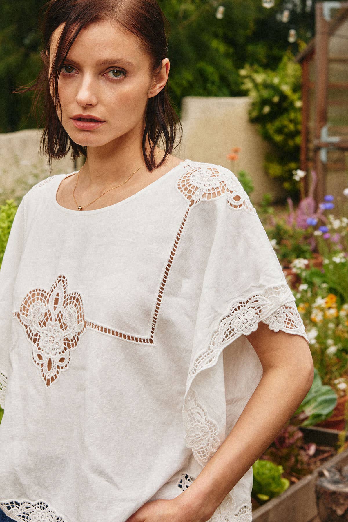 Embroidered Openwork Blouse