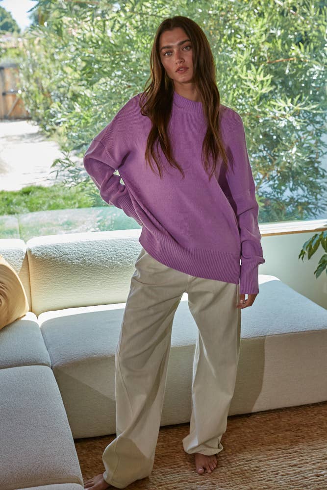 Violet Knit Long Sleeve Oversized Sweater