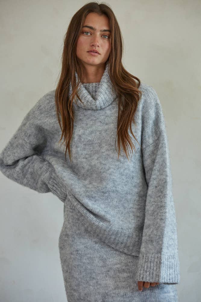 Grey Knit Sweater Turtle Neck