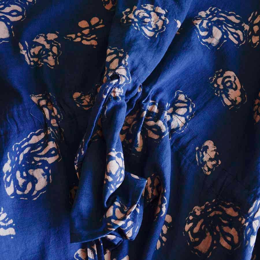 Blue Cotton Block Print Shirt