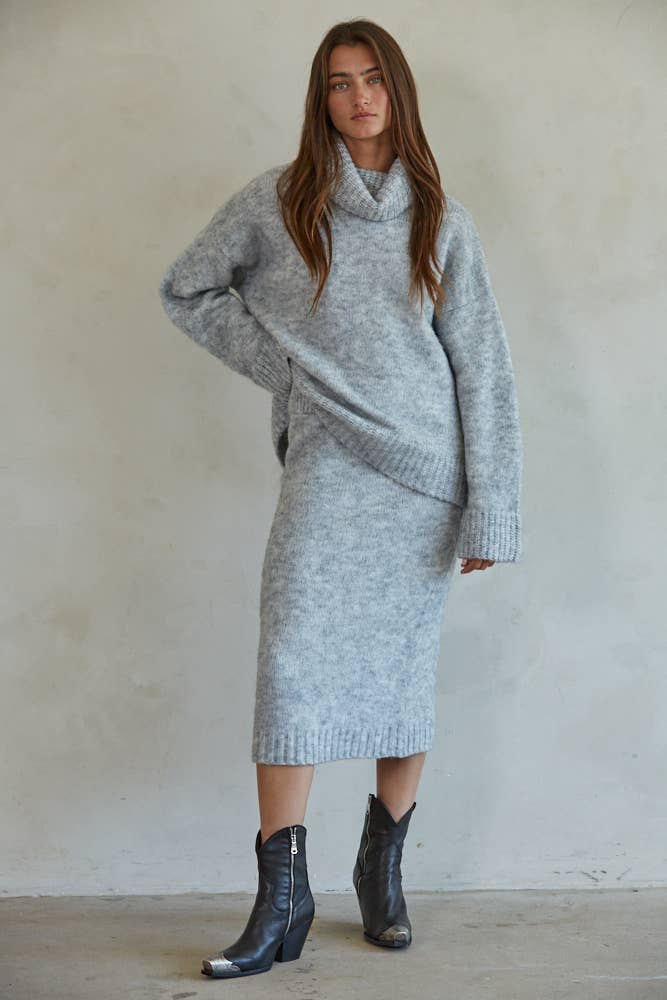 Grey Knit Sweater Turtle Neck