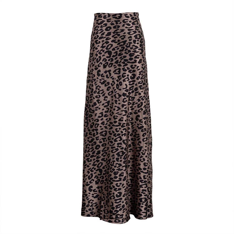 Leopard Print Satin Skirt