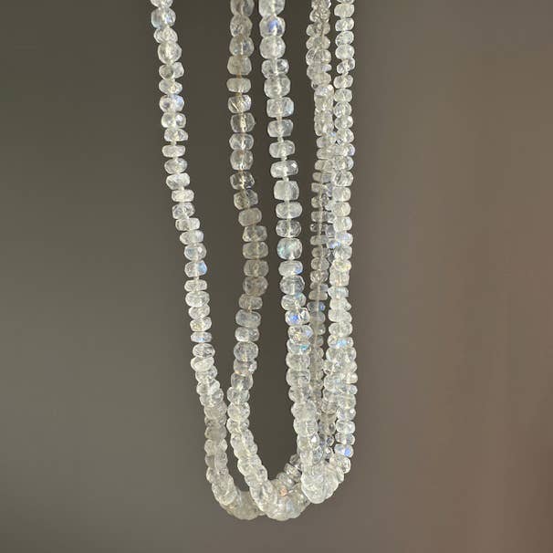 Knotted Moonstone single strand necklace