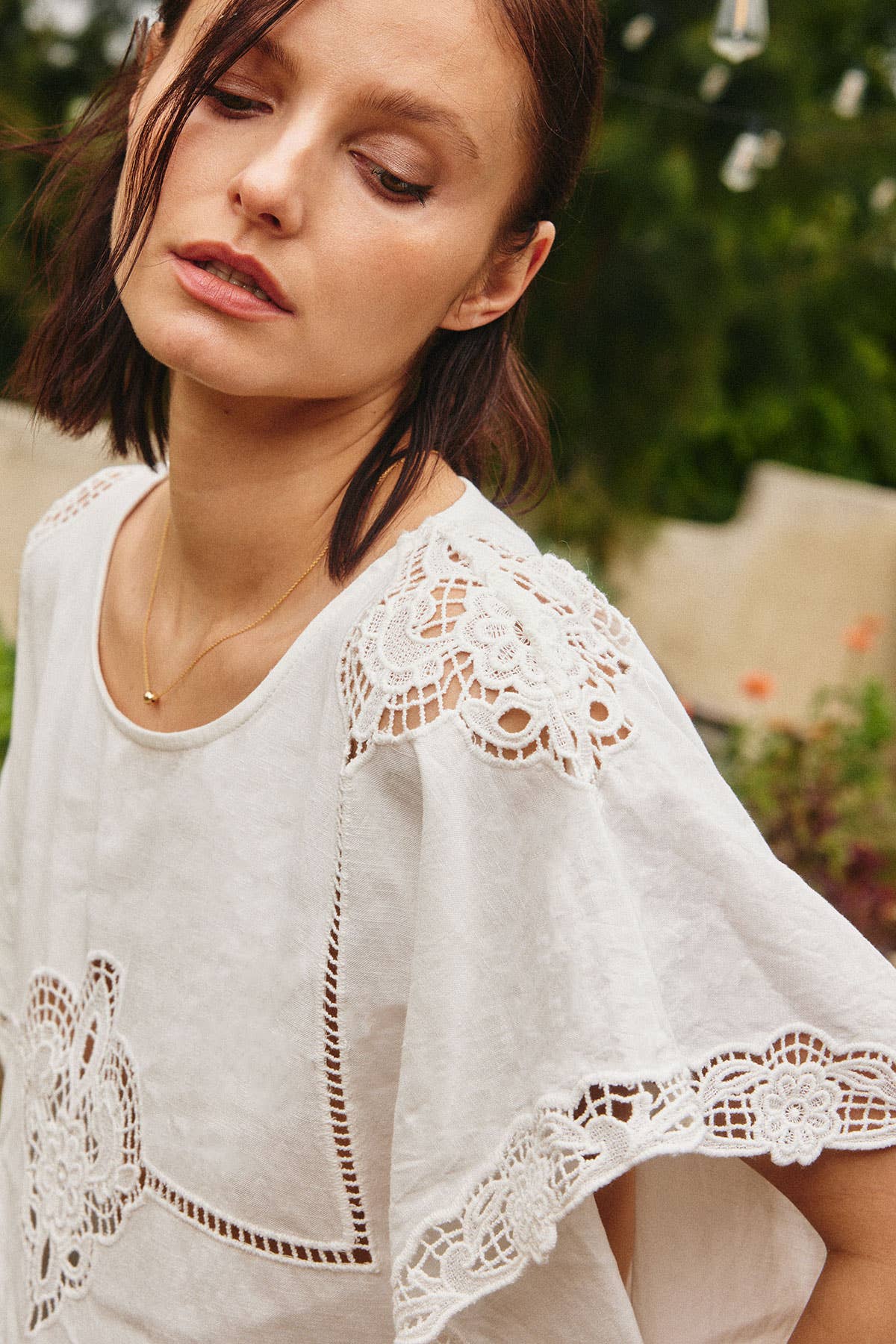 Embroidered Openwork Blouse