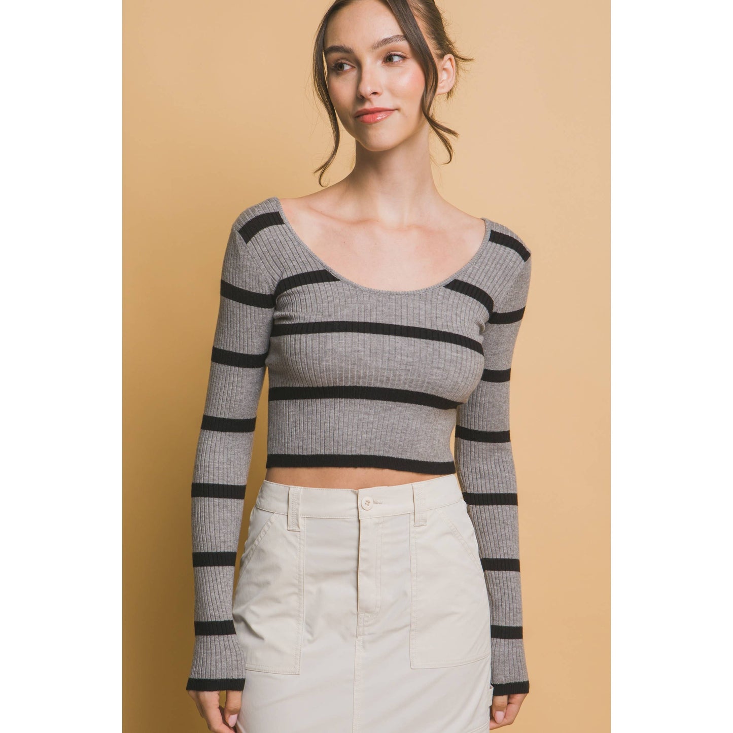 Cropped Stripped Long Sleeve