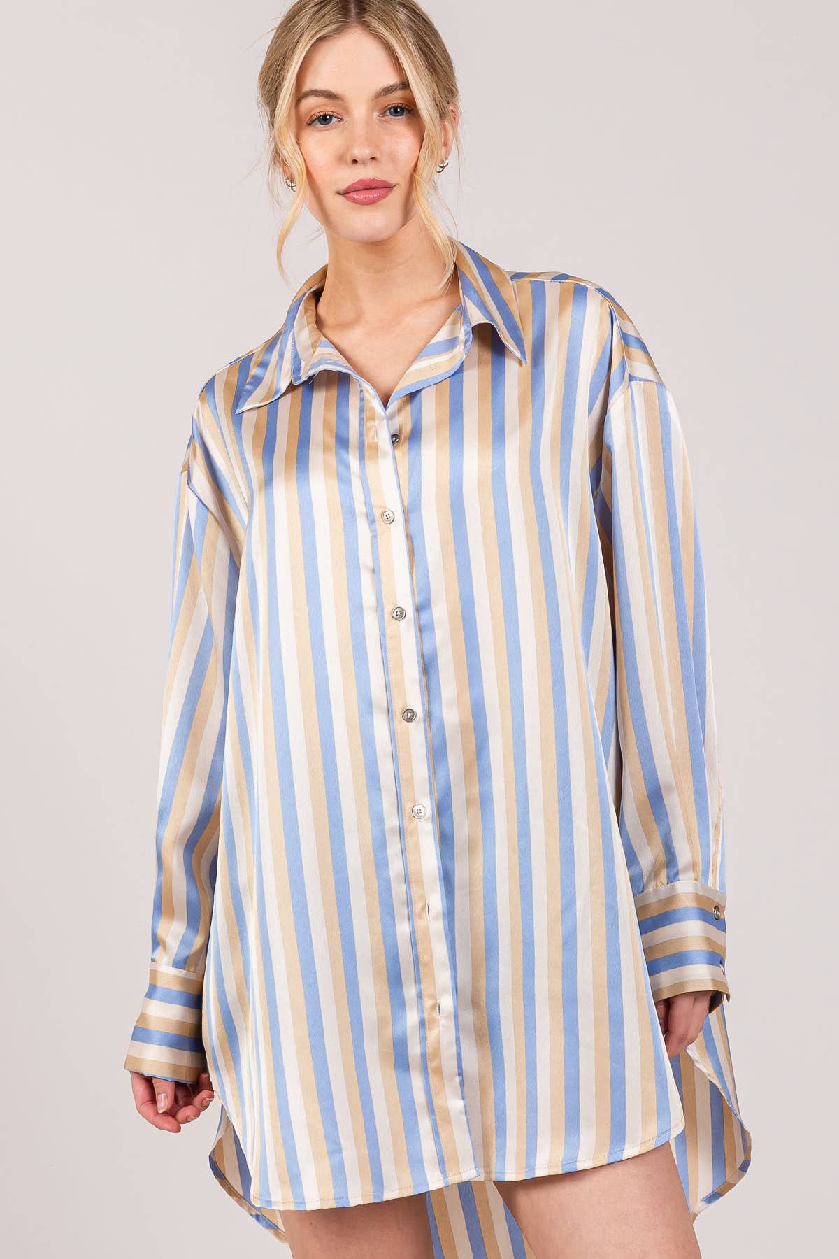 Satin Stripe Button Down