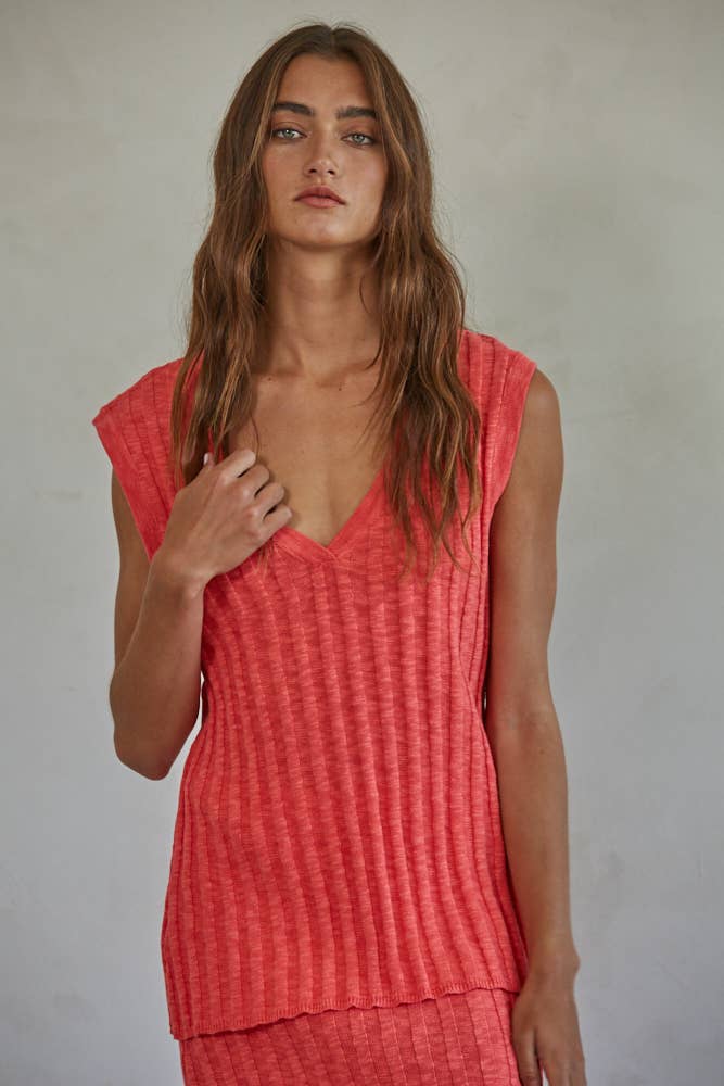 Isla Vest Top: Deep Coral